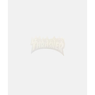 Thrasher Skateboad Magazine Sticker Flame White 2" x 3.25"