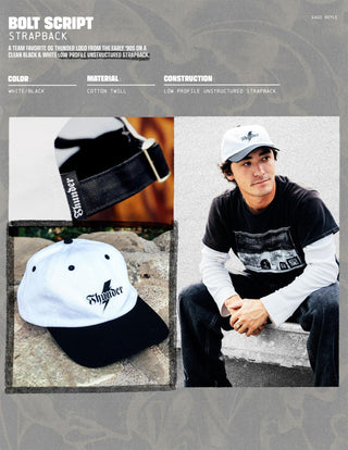 Thunder Trucks Hat Bolt Script Strapback White/Black