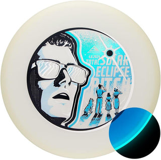 Axiom Disc Golf Total Eclipse Glow Pitch Soft Putter Catch 1/7/-0.5/0 Green Glow Plate, White Rim 157 grams