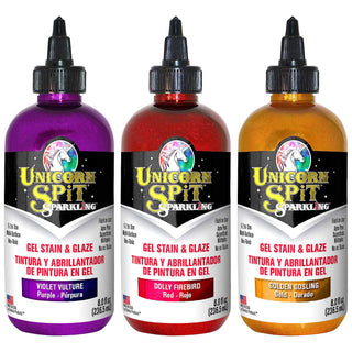 Unicorn Spit Concentrated Gel Stain and Glaze 8.0oz Sunset Sparkle Collection 3-Pack