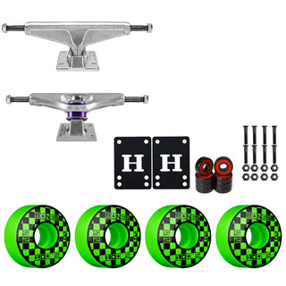 Venture Skateboard Trucks 8.5" Kit Bones 52mm V4 Block Party Green Wheels/Bearings/Hardware