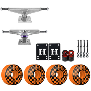 Venture Skateboard Trucks 8.5" Kit Bones 52mm V4 Block Party Orange Wheels/Bearings/Hardware