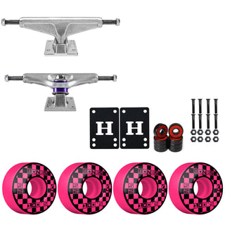 Venture Skateboard Trucks 8.5" Kit Bones 52mm V4 Block Party Pink Wheels/Bearings/Hardware