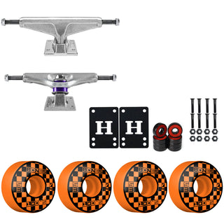 Venture Skateboard Trucks 8.0" Low Kit Bones 53mm V4 Block Party Orange Wheels/Bearings/Hardware