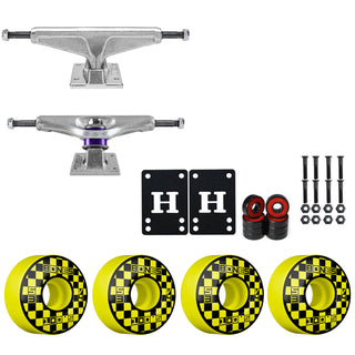 Venture Skateboard Trucks 8.75" Kit Bones 53mm V4 Block Party Yellow Wheels/Bearings/Hardware