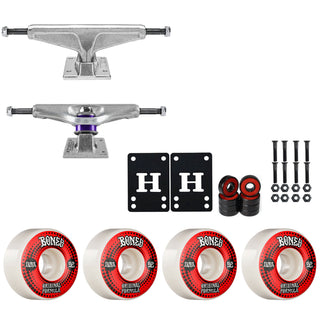 Venture Skateboard Trucks 8.5" Kit Bones 52mm V4 OG White Wheels/Bearings/Hardware