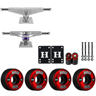 Venture Skateboard Trucks 8.0" Low Kit Bones 52mm V4 OG Black Wheels/Bearings/Hardware