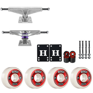 Venture Skateboard Trucks 8.0" Low Kit Bones 52mm V5 OG White Wheels/Bearings/Hardware