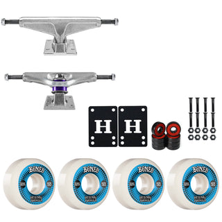 Venture Skateboard Trucks 8.0" Low Kit Bones 53mm V5 OG White Wheels/Bearings/Hardware