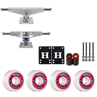 Venture Skateboard Trucks 8.0" Low Kit Bones 55mm V5 OG White Wheels/Bearings/Hardware