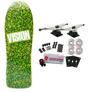 Vision Skateboard Complete Punk Skull Modern Concave Lime/White 10" x 30.5" Old School