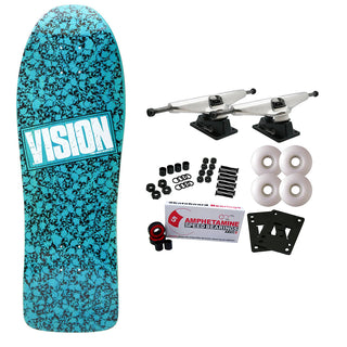 Vision Skateboard Complete Punk Skull Modern Concave Turquoise/White 10" x 30.5" Old School