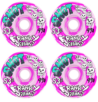 Snot Wheel Co. Skateboard Wheels 53mm Franky Villani Skulls 99A Pink Swirl
