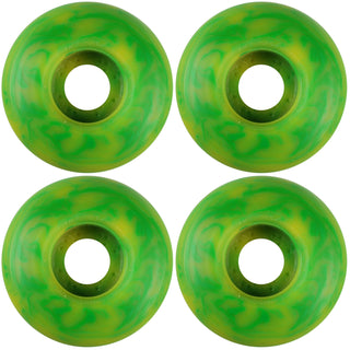 USA Made Blank Skateboard Wheels 52mm 99A Green/Yellow Swirl (Set of 4)
