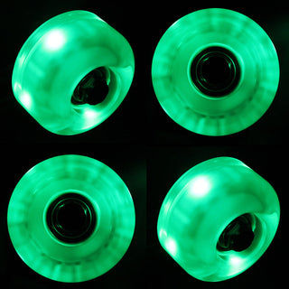 LED Skateboard Wheels 54mm GREEN Glow Cruiser Longboard LIGHTS + ABEC 9 BEARINGS