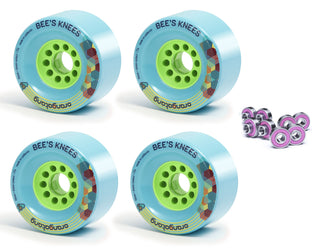 Orangatang Longboard Wheels Bees Knees Blue 90mm 77A with Loaded Jehu V2 Bearings