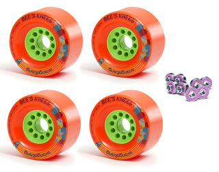 Orangatang Longboard Wheels Bees Knees Orange 90mm 80A with Loaded Jehu V2 Bearings