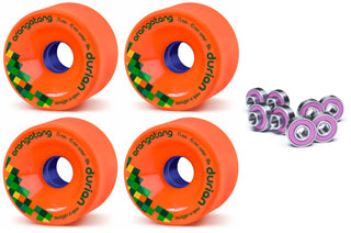 Orangatang Longboard Wheels Durian Orange 75mm 80A with Loaded Jehu V2 Bearings