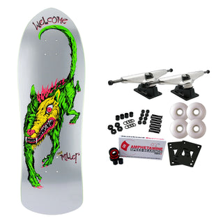 Welcome Skateboard Complete Miller Beast on Crossbone Metallic Silver 10.0" x 30.88"