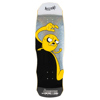 Welcome x Adventure Time Skateboard Deck Jake on Dark Lord Glitter/Black 9.75"