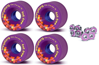 Orangatang Longboard Wheels Fat Free Purple 65mm 83A with Loaded Jehu V2 Bearings