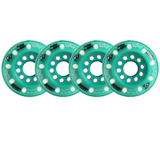 Labeda Whips Roller Hockey Wheels - Teal X-Soft 76mm - 4-Pack with Evo Spacers