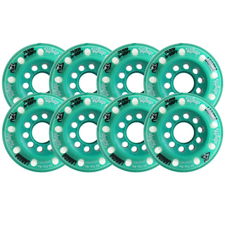 Labeda Whips Roller Hockey Wheels - Teal X-Soft 76mm - 8-Pack with Evo Spacers