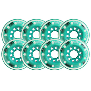 Labeda Whips Roller Hockey Wheels - Teal X-Soft 80mm - 8-Pack with Evo Spacers
