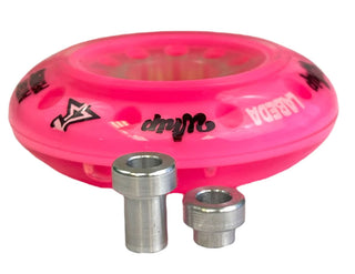 Labeda Whips Roller Hockey Wheels - Pink X-Soft HiLo Set 76mm/80mm - 8-Pack with Evo Spacers