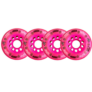 Labeda Whips Roller Hockey Wheels - Pink Soft 80mm - 4-Pack with Evo Spacers