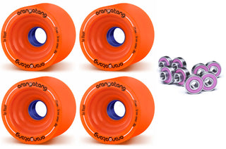 Orangatang Longboard Wheels In-Heat Orange 75mm 80A with Loaded Jehu V2 Bearings
