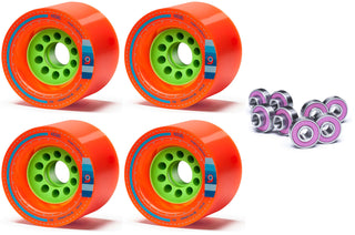 Orangatang Longboard Wheels Kegel Orange 80mm 80A with Loaded Jehu V2 Bearings