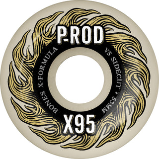 Bones Skateboard Wheels 53mm Paul Rodriguez X-Formula Sidecut V5 95A White