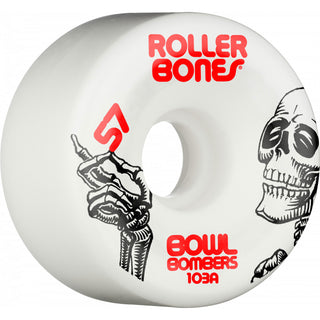 Rollerbones Quad Skate Wheels 57mm x 30mm Bowl Bombers 8-Pack 103A White