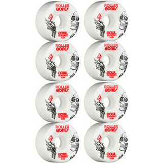 Rollerbones Quad Skate Wheels 57mm x 30mm Bowl Bombers 8-Pack 103A White