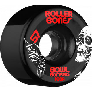 Rollerbones Quad Skate Wheels 57mm x 30mm Bowl Bombers 8-Pack 103A Black