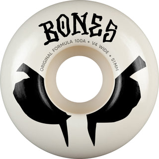 Bones Skateboard Wheels 51mm Original Formula 100A V4 Wides White