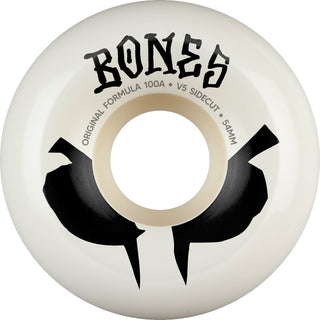 Bones Skateboard Wheels 54mm Original Formula 100A V5 Sidecuts White