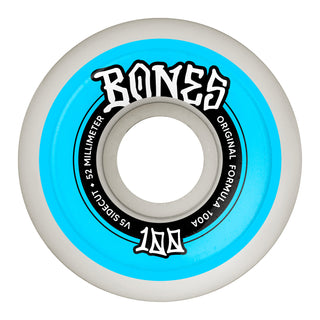 Bones Skateboard Wheels 52mm Original V5 Sidecut 100A White