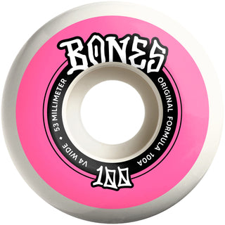 Bones Skateboard Wheels 53mm Original V4 Wide 100A White