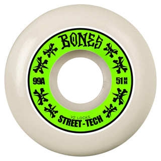 Bones Skateboard Wheels 51mm STF V2 Locks 99A White