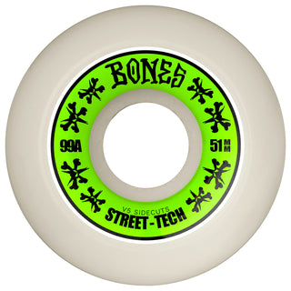 Bones Skateboard Wheels 51mm STF V5 Sidecuts 99A White