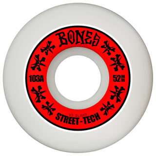 Bones Skateboard Wheels 52mm STF V3 Slims 103A White