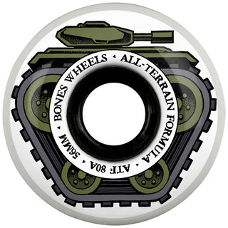 Bones Skateboard Wheels 56mm Tank ATF 80A White All-Terrain Formula