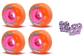 Orangatang Longboard Wheels Skiff Slasher Orange 62mm 80A with Loaded Jehu V2 Bearings
