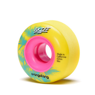 Orangatang Longboard Wheels Skiff Slasher Yellow 62mm 86A with Loaded Jehu V2 Bearings
