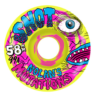 Snot Skateboard Wheels 58mm Nolan's Mutations Conical 99A Green/Yellow