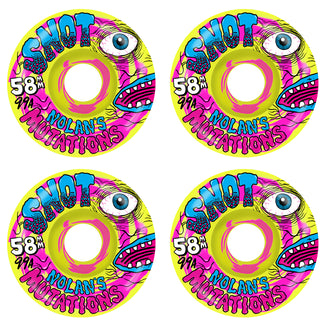 Snot Skateboard Wheels 58mm Nolan's Mutations Conical 99A Green/Yellow