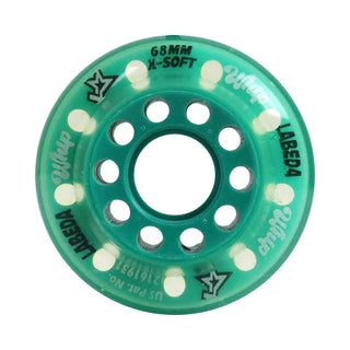 Labeda Whips Roller Hockey Wheels - Teal X-Soft Youth HiLo Set 68mm/72mm - 8-Pack with Evo Spacers and Hybrid Ceramic Bearings