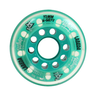 Labeda Whips Roller Hockey Wheels - Teal X-Soft 72mm - 4-Pack with Evo Spacers